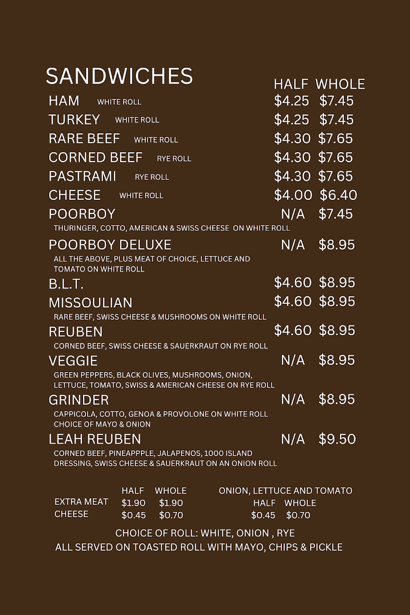 Moose's Saloon Menu - Image 1