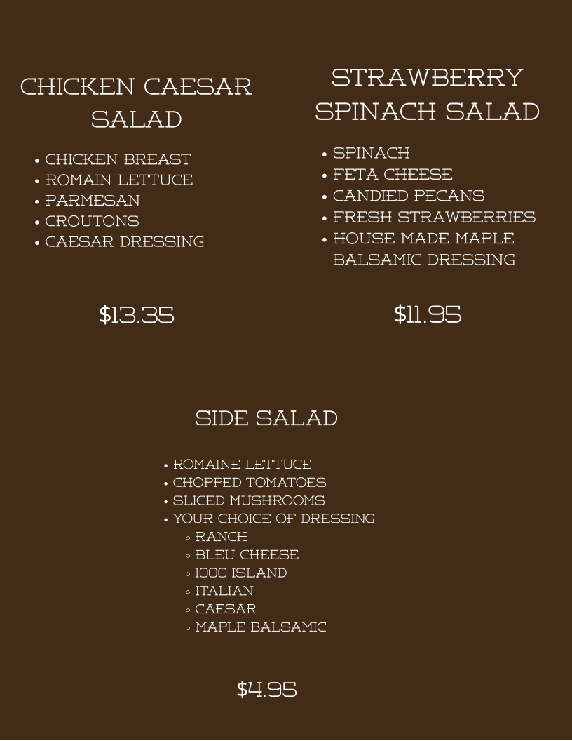 Moose's Saloon Menu - Image 2